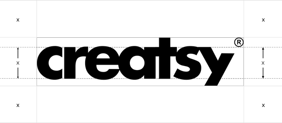 Creatsy logo minimum size requirements and clear space guidelines diagram